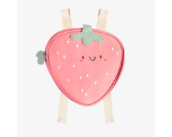 Pink strawberry backpack in fake leather, child