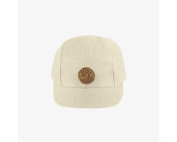 Cream cap with flat visor in linen and cotton, baby