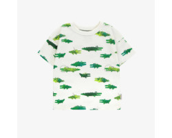 Loose-fitting white t-shirt with crocodile all over print in soft jersey, baby