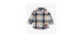Orange and navy plaid long sleeves shirt in linen and cotton, baby