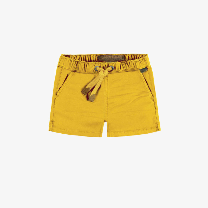Yellow regular fit short in stretch twill, baby