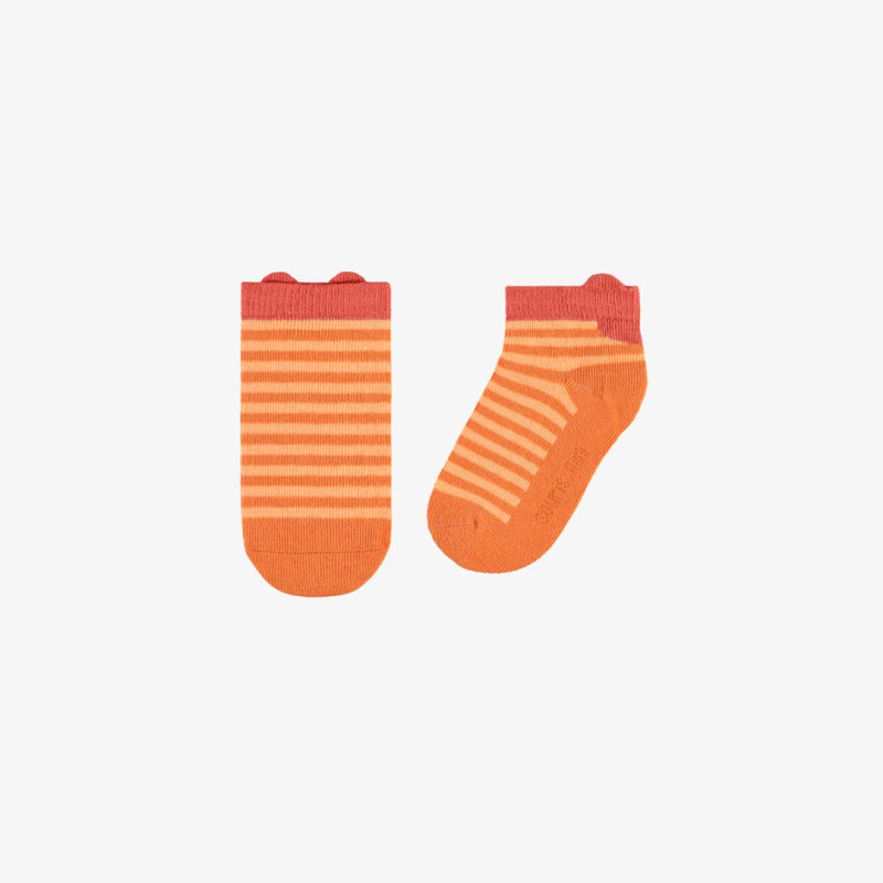 Orange striped short socks, baby