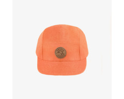 Orange cap with flat visor in linen and cotton, baby