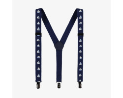 Navy stretch suspenders with sailboat print, child