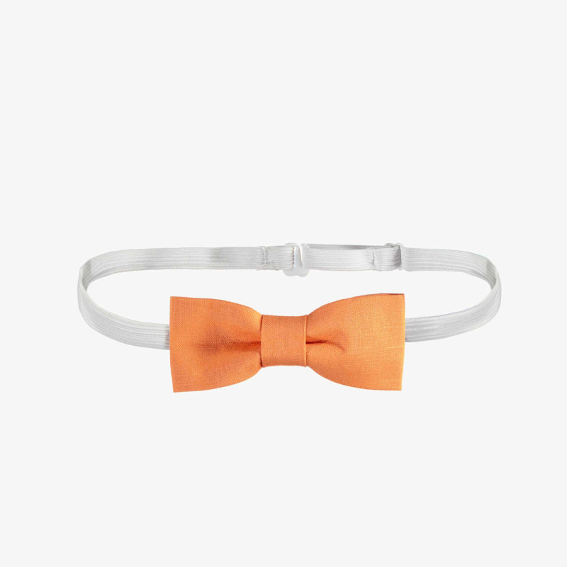 Adjustable orange bow tie in linen and cotton, child