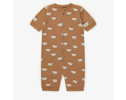 Brown one piece pajama with mugs in cotton, child