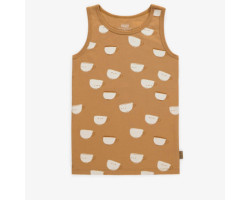 Brown camisole with a pattern of mugs in cotton, child