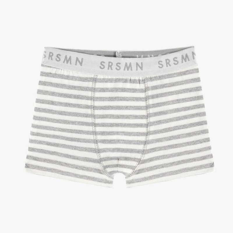 Grey and white fitted boxer with stripes in jersey, child