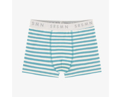 Turquoise and white fitted boxer with stripes in jersey, child