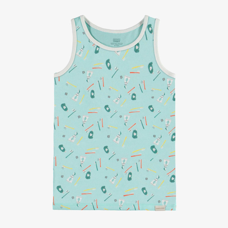 Blue camisole with a print in jersey, child