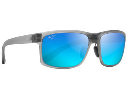 Pokowai Arch Sunglasses - Translucent Matte Gray Frame - Blue Hawaii Polarized Lenses