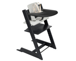 Stokke Chaise Haute Tripp Trapp® + Coussin Gris avec Cabaret Stokke® - Noir