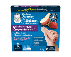 GERBER Croque-douceur bâtonnets de dentition, fraise et pomme, 15 g