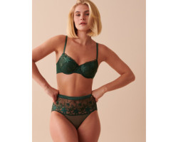 Soutien-gorge doublure légère balconnet à fleurs appliquées