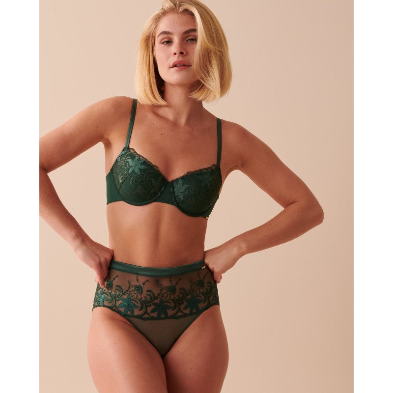 Soutien-gorge doublure légère balconnet à fleurs appliquées