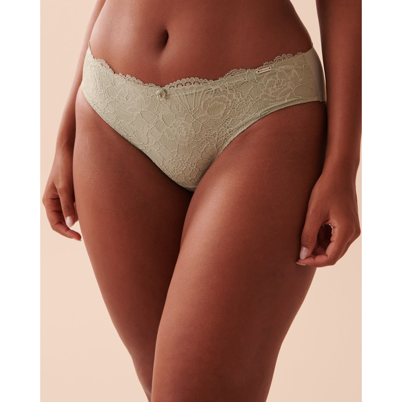 Culotte bikini microfibre et dentelle dos lisse