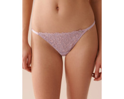 Culotte string ajustable en résille brodée