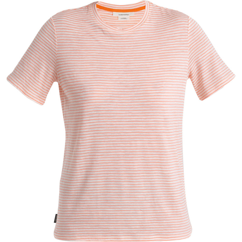 Short-sleeve striped merino and linen T-shirt - Women's