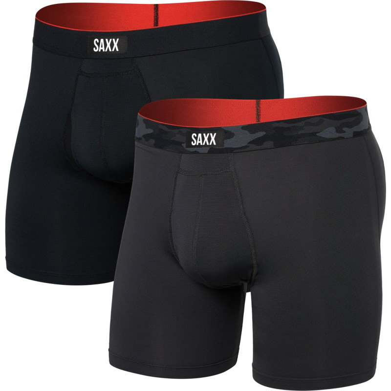 SAXX Caleçon boxeur avec braguette paquet de 2 Multi-Sport Mesh Performance 6" - Homme