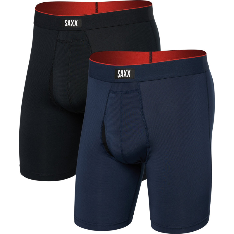 SAXX Caleçon boxeur long avec braguette paquet de 2 Multi-Sport Mesh Performance 8" - Homme