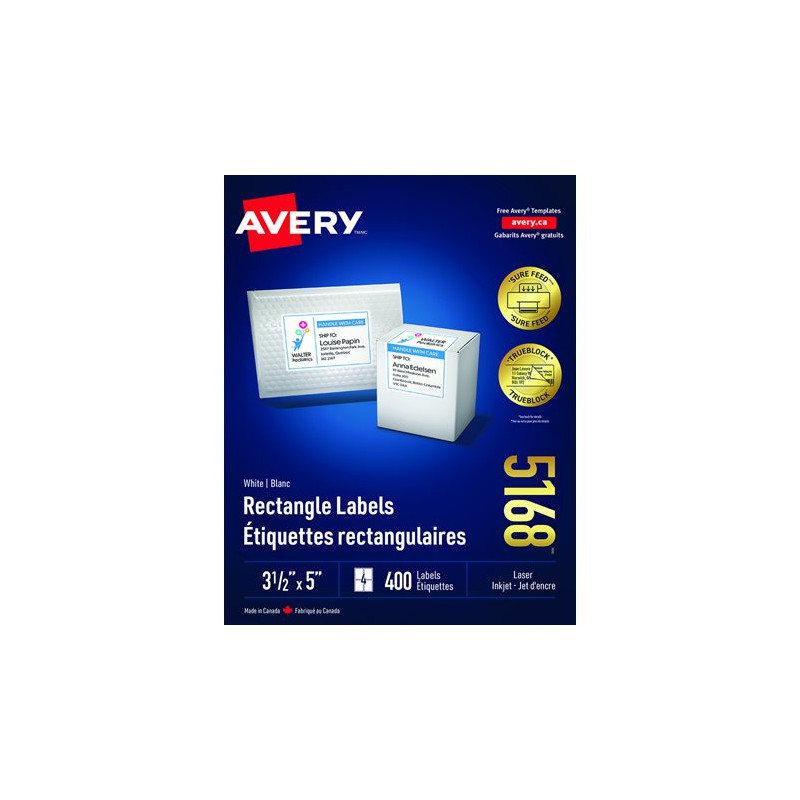 Avery Étiquettes rectangulaires blanches