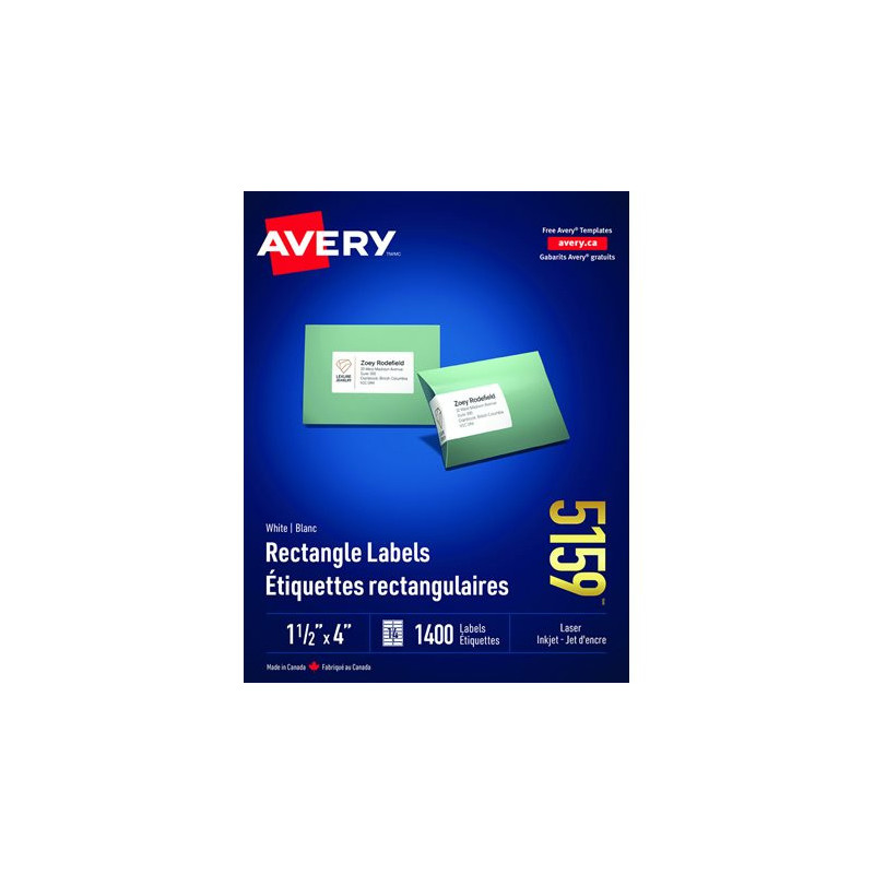 Avery Étiquettes rectangulaires blanches Easy Peel®