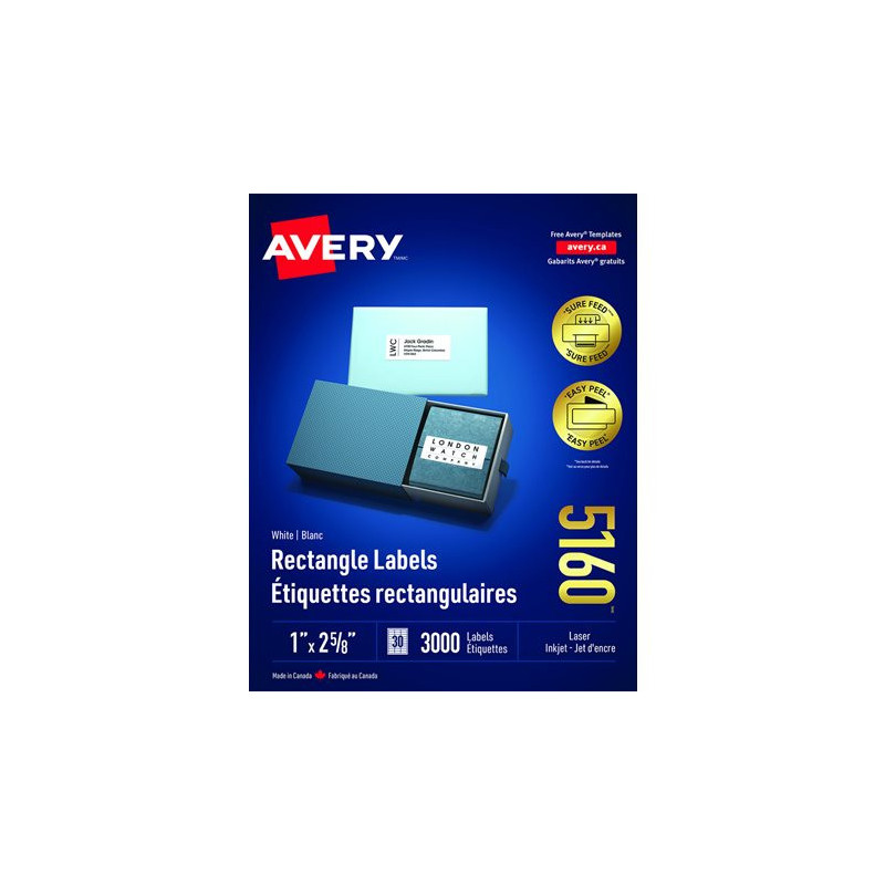 Avery Étiquettes rectangulaires blanches Easy Peel®