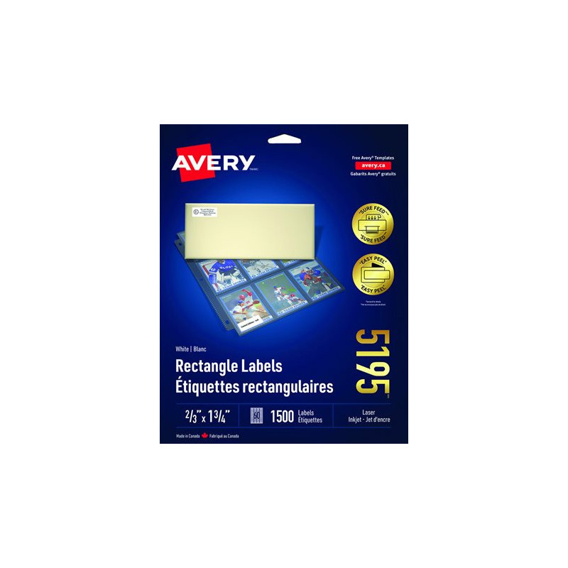 Avery Étiquettes rectangulaires blanches Easy Peel®