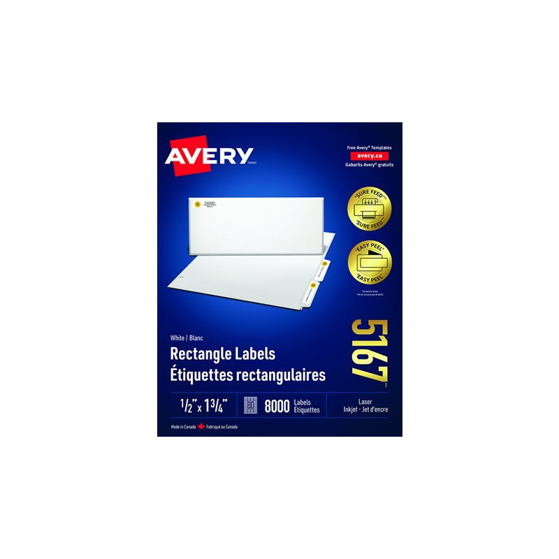 Avery Étiquettes rectangulaires blanches Easy Peel®