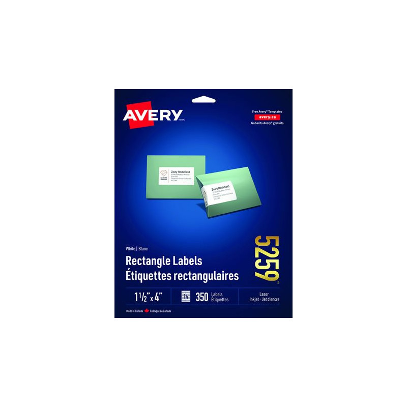 Avery Étiquettes rectangulaires blanches Easy Peel®