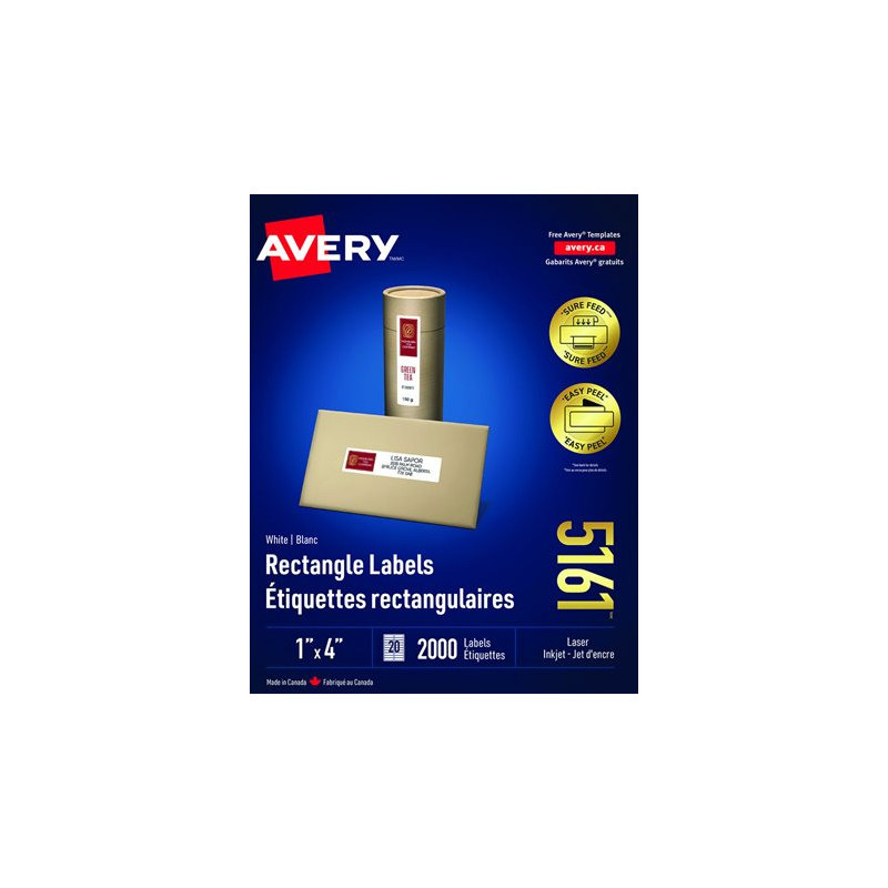 Avery Étiquettes rectangulaires blanches Easy Peel®