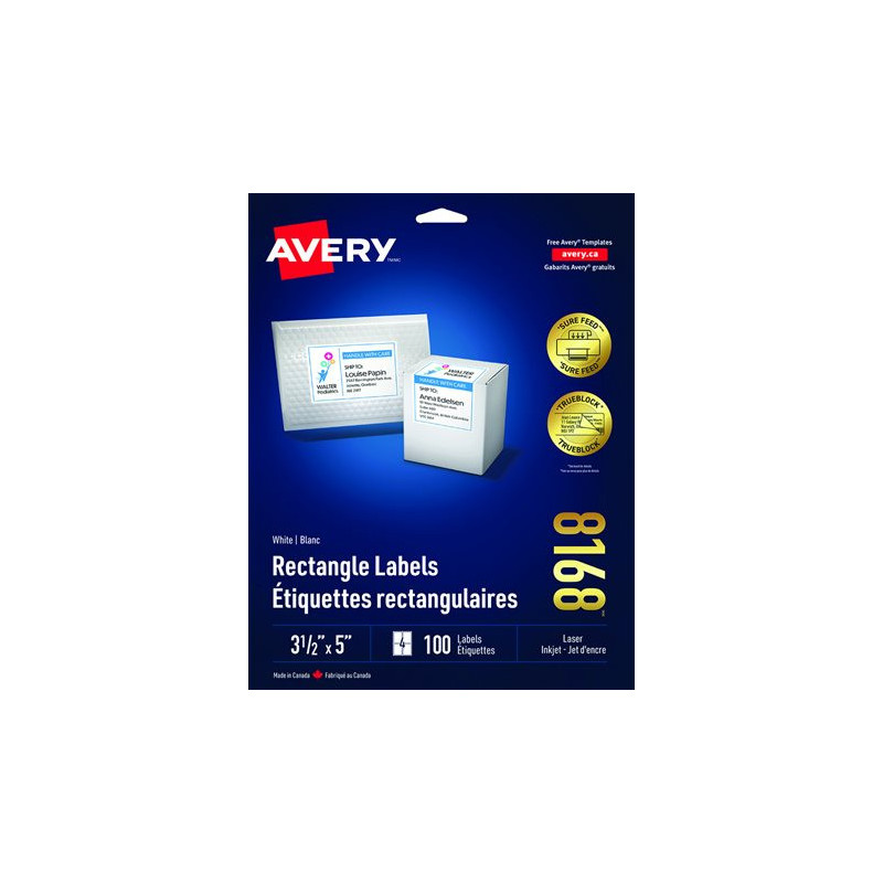 Avery Étiquettes rectangulaires blanches TrueBlock™