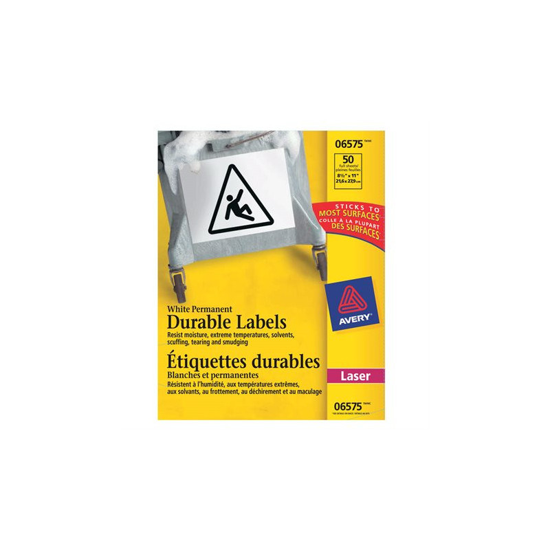 Avery Étiquettes durables blanches TrueBlock™