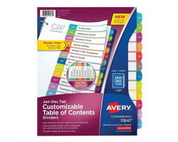 Avery Intercalaires de table des matières personnalisables Ready Index®