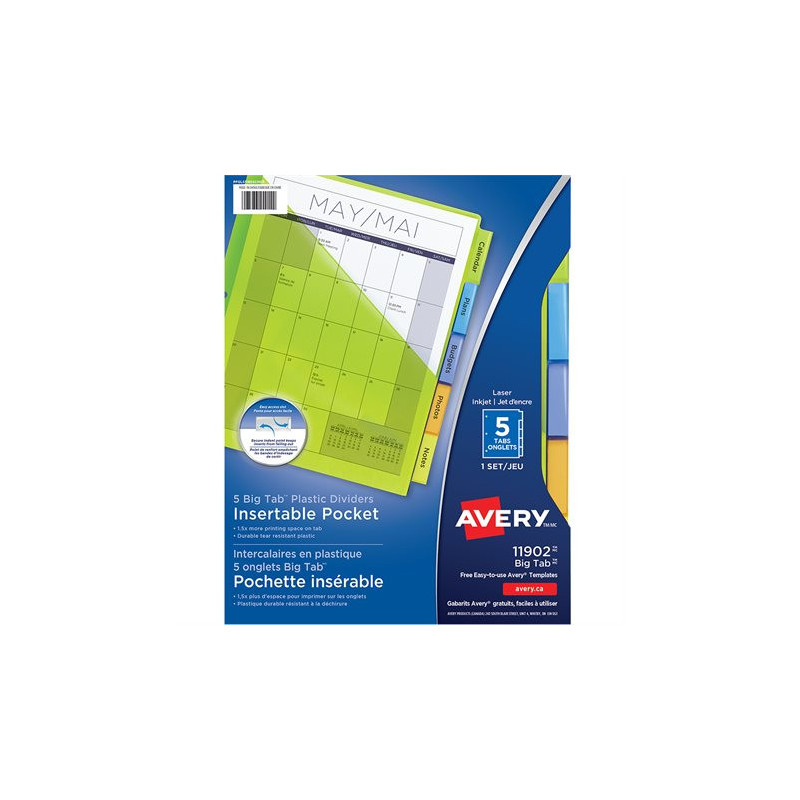 Avery Intercalaires insérables Big Tab™ en plastique