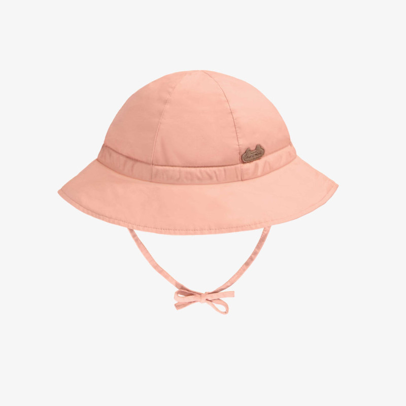 Plain peach bell hat in cotton canvas, baby