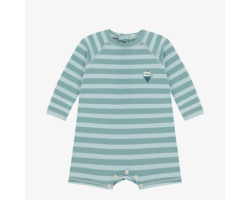 Long sleeved one-piece swimwear blue with stripes, baby