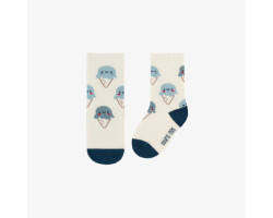 Cream socks with cute blue ice cream, baby