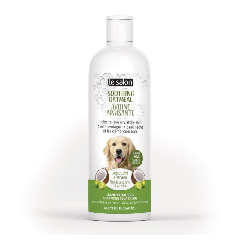 Shampoing Le Salon à l’avoine pour chiens, parfum de noix de coco, lime et verveine, 473 ml