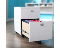 Mobile Filing Cabinet 2 Drawers - Solid White Interface