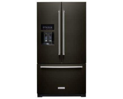 36" Freestanding French Door Refrigerator with Exterior Ice and Water Dispenser, Standard Depth, 27 cu. ft., Black Stainless St