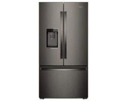 36" Freestanding French Door Refrigerator, Fingerprint Resistant, Counter Depth, 24 cu. ft., Black Stainless Steel, Whirlpool W