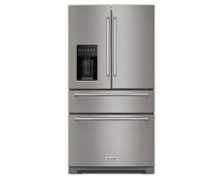 36" 26 cu. ft. Freestanding French Door Refrigerator Freezer, Stainless Steel Printed Shield, KitchenAid KRMF536RPS