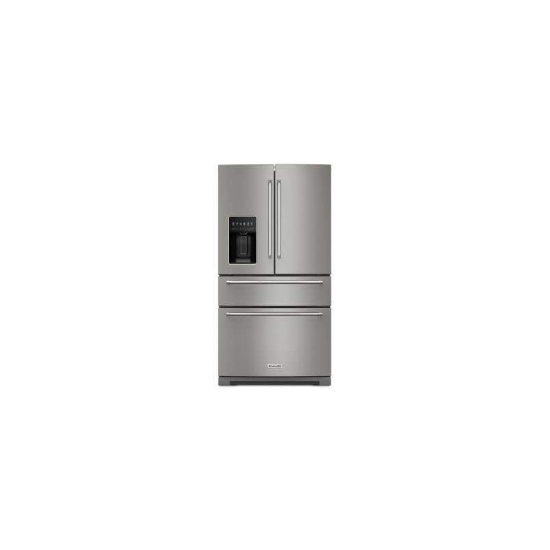 36" 26 cu. ft. Freestanding French Door Refrigerator Freezer, Stainless Steel Printed Shield, KitchenAid KRMF536RPS