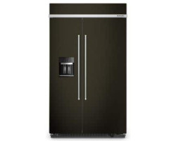 48" Built-In Side-by-Side Refrigerator, Counter Depth, 29 cu. ft., Black Stainless Steel with Shield Print Finish, KitchenAid K