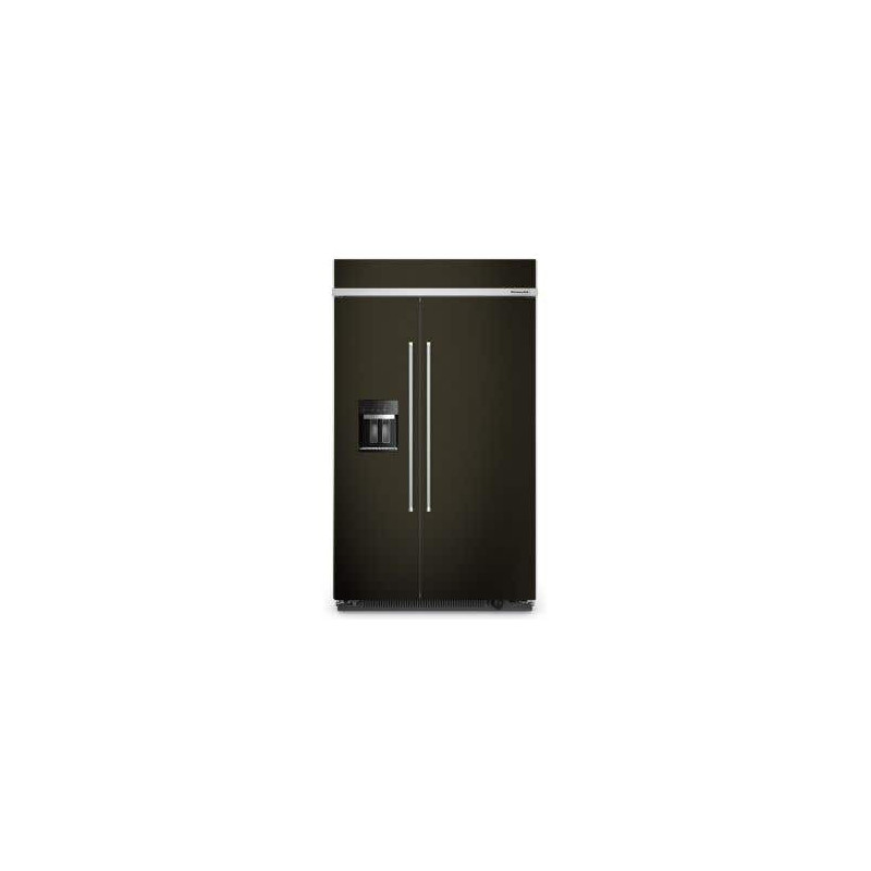 48" Built-In Side-by-Side Refrigerator, Counter Depth, 29 cu. ft., Black Stainless Steel with Shield Print Finish, KitchenAid K