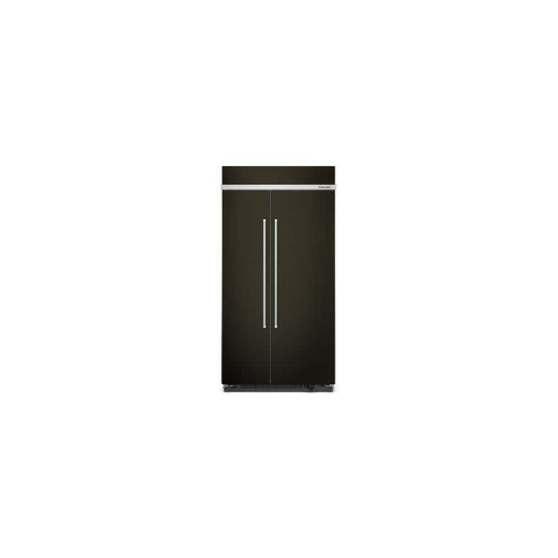 42" 26 cu. ft. Built-In Side-by-Side Refrigerator, Black Stainless Steel with Printed Shield Finish, KitchenAid KBSN702MBS