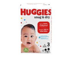 HUGGIES Snug & Dry couches pour bébés, taille 3, 31 unités