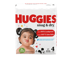 HUGGIES Snug & Dry couches pour bébés, taille 4, 27 unités