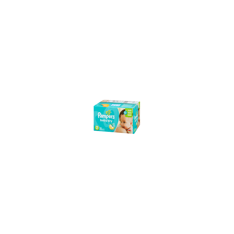 PAMPERS Couches Baby Dry, taille 2, format super, 112 unités